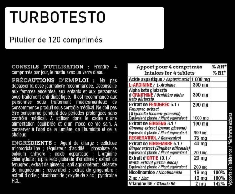 TurboTesto | Potenziatore di prestazioni della serie Pro - 120 compresse