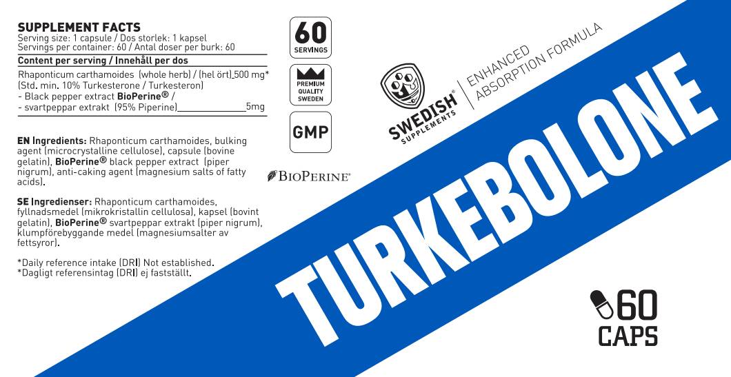 Turkebolone | Turkesterone 500 mg con BioPerine® - 60 capsule