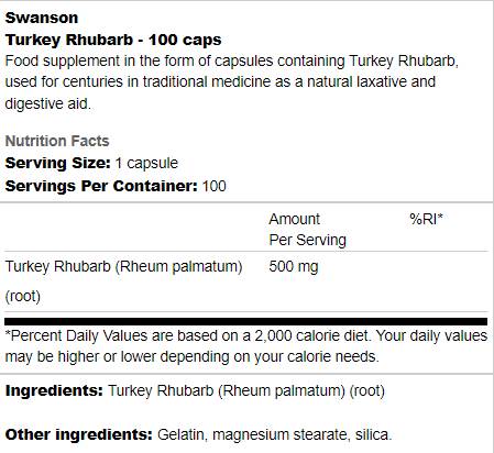 Rabarbaro Tacchino 500 mg 100 capsule