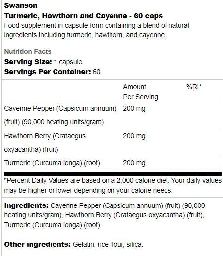 Curcuma, Biancospino e Caienna 60 capsule