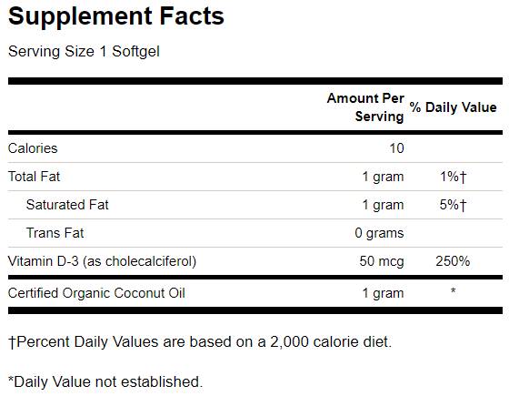 Ultra vitamina D-3 con olio di cocco 2000 UI 60 capsule gel