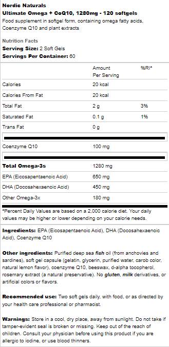 Ultimate Omega 1280 mg + CoQ10 - 120 capsule di gel