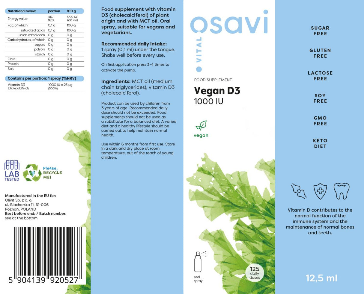 Vegan D3 1000 UI | Spray orale - 12,5 ml