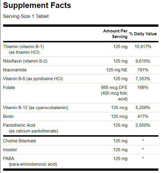 Complesso di vitamina B-125/100 Compresse. -0