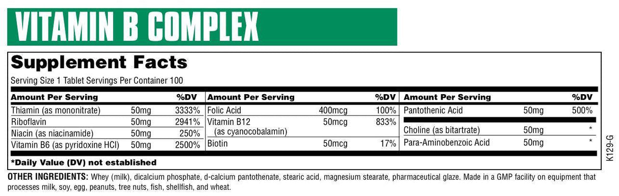 Complesso di vitamina B 100 compresse