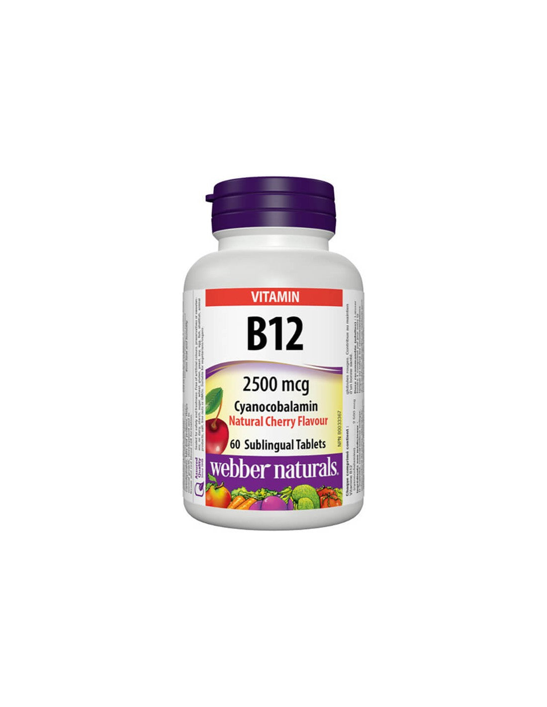 Vitamina B12 Cianocobalamina - Vitamina B12 (cianocobalamina) 2500 µg, 60 compresse sublinguali <tc>Webber Naturals</tc>