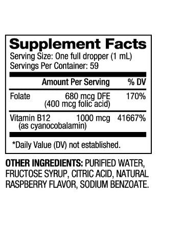 Gocce di Vitamina B12 e Acido Folico 1000 mcg/60 ml