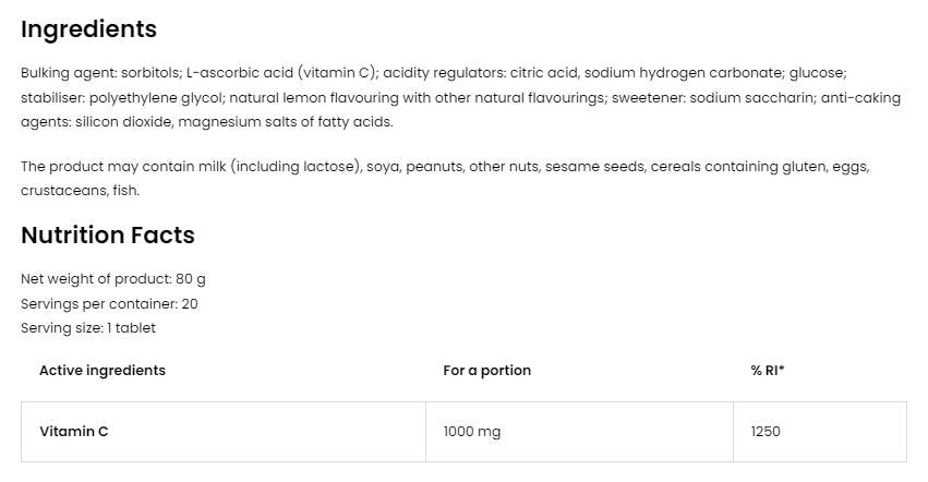 Vitamina C 1000 mg/Effervescente 20 compresse solubili