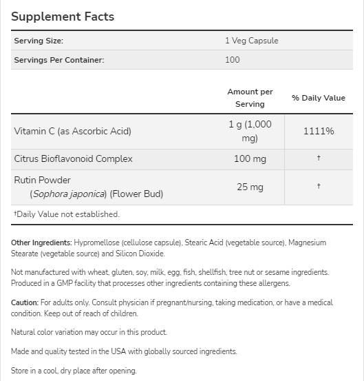 Vitamina C-1000/con Bioflavonoidi - 500 capsule