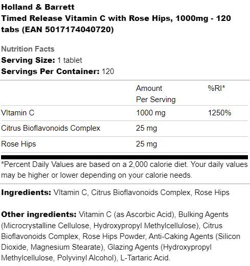 Vitamina C con rosa canina 1500 mg | Rilascio temporizzato - 100 compresse