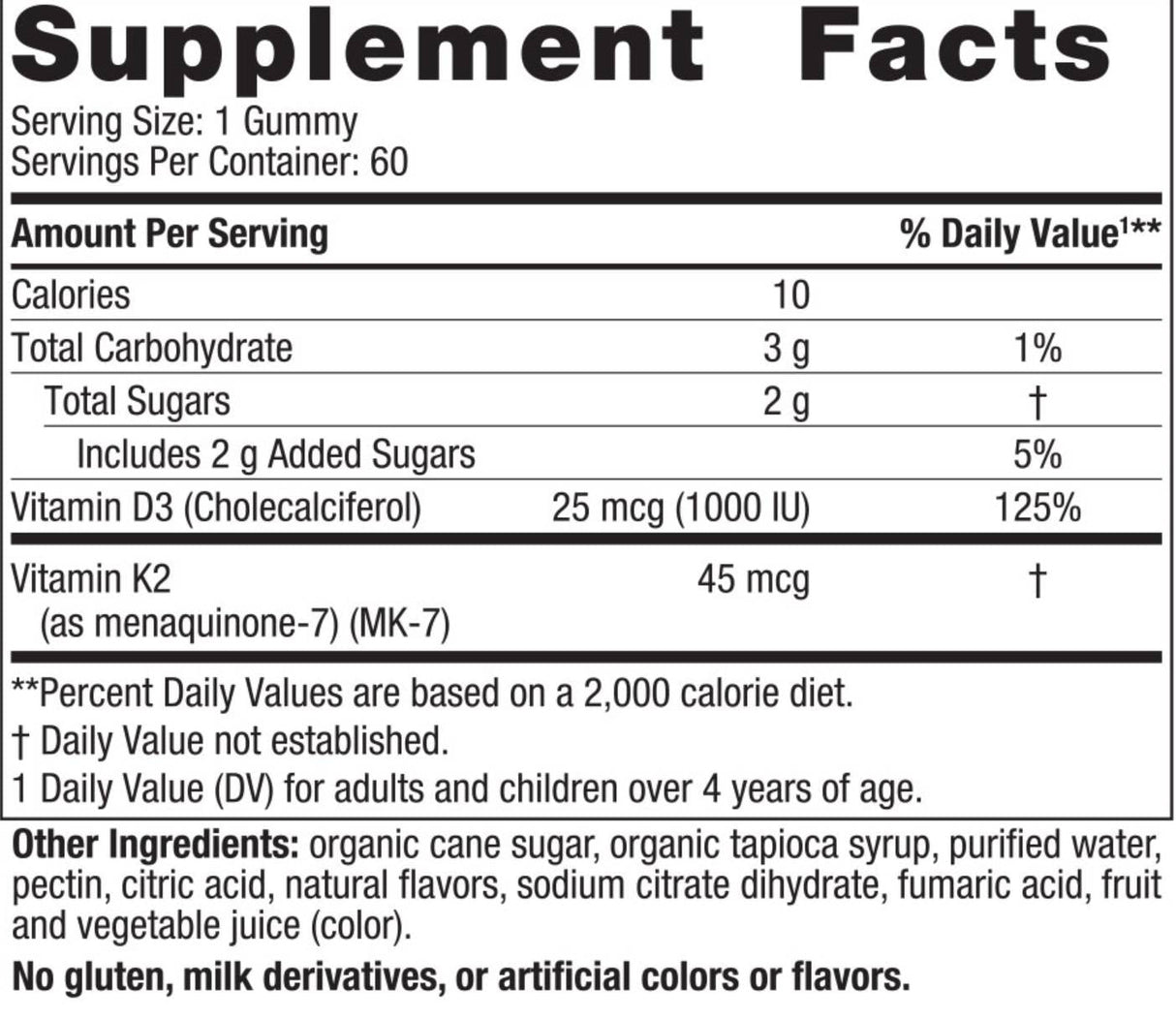 Vitamina D3 1000 UI + K2 45 mcg | Caramelle gommose: 60 caramelle gommose