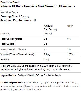 Caramelle gommose per bambini alla vitamina D3 - 60 caramelle gommose