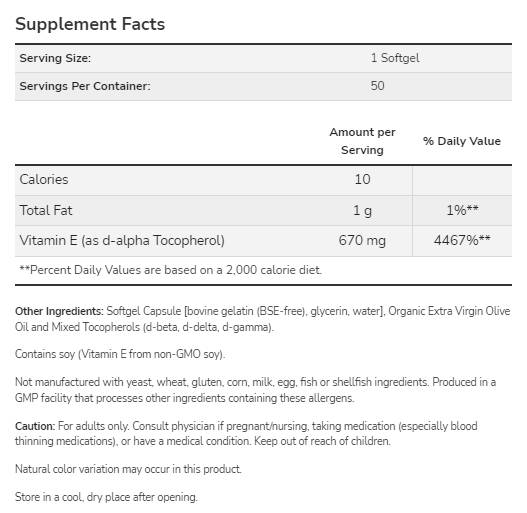 Vitamina E-1000 Naturale - 50 Capsule gel