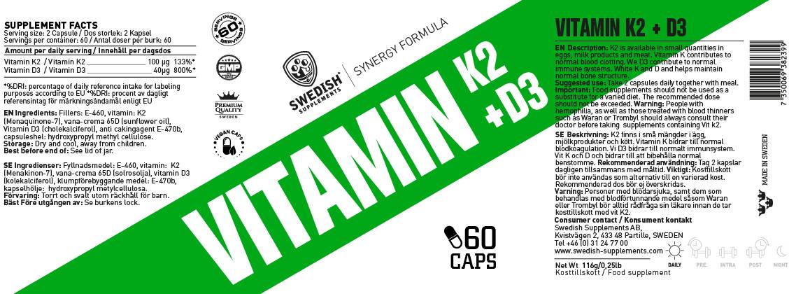 Vitamina K2 + D3 60 Capsule