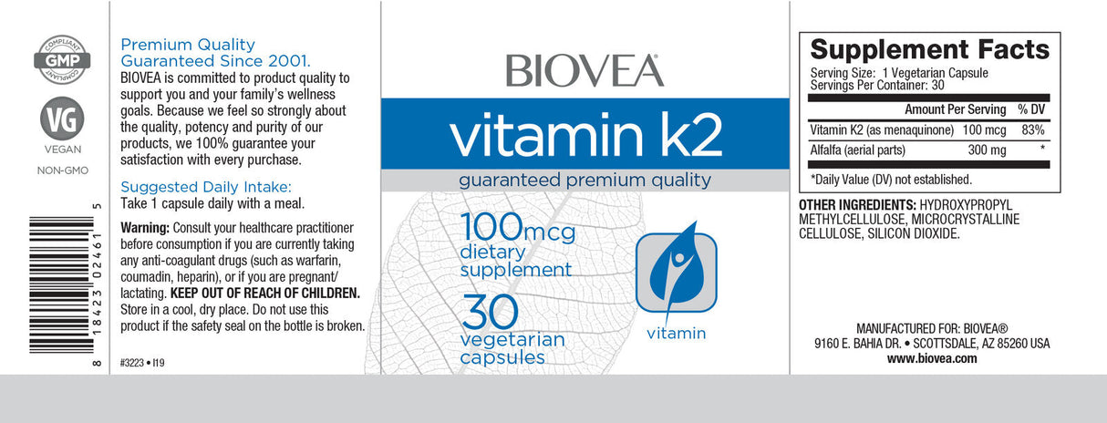 Vitamina K2 100 mcg/30 capsule