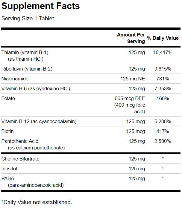 Complesso di vitamina B -125 - Capsule ad alta potenza 250