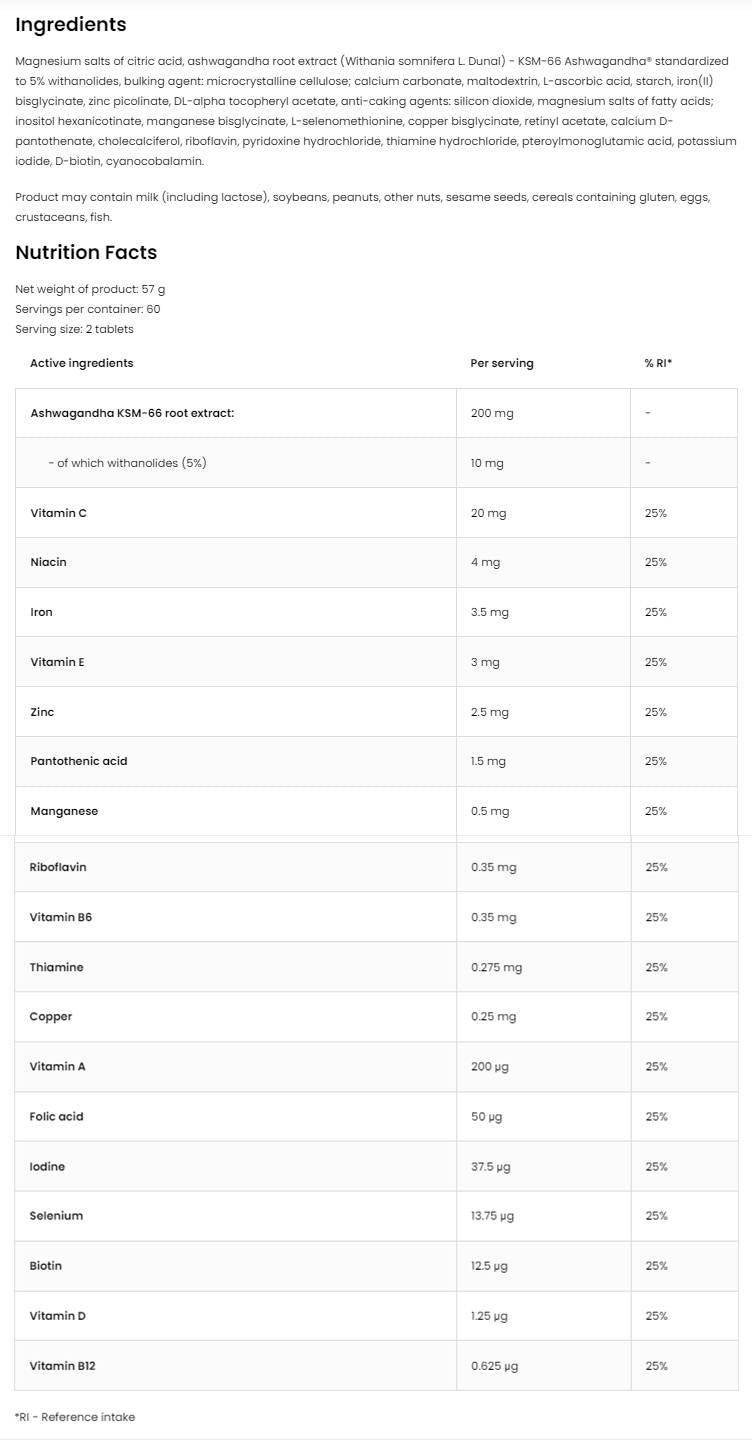 VitandMin + Ashwagandha | Formula Multivitaminica + KSM-66® 120 Compresse