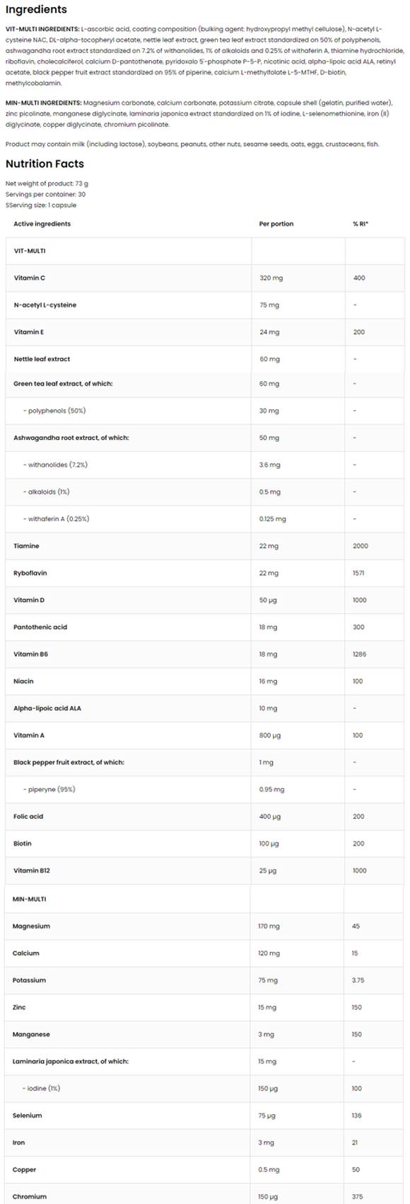 VitandMin Sport/Vit-Multi e Min-Multi Formula 2 x 30 capsule