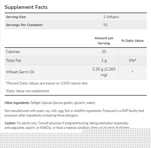 Olio di Germe di Grano 1130 mg - 100 Capsule gel