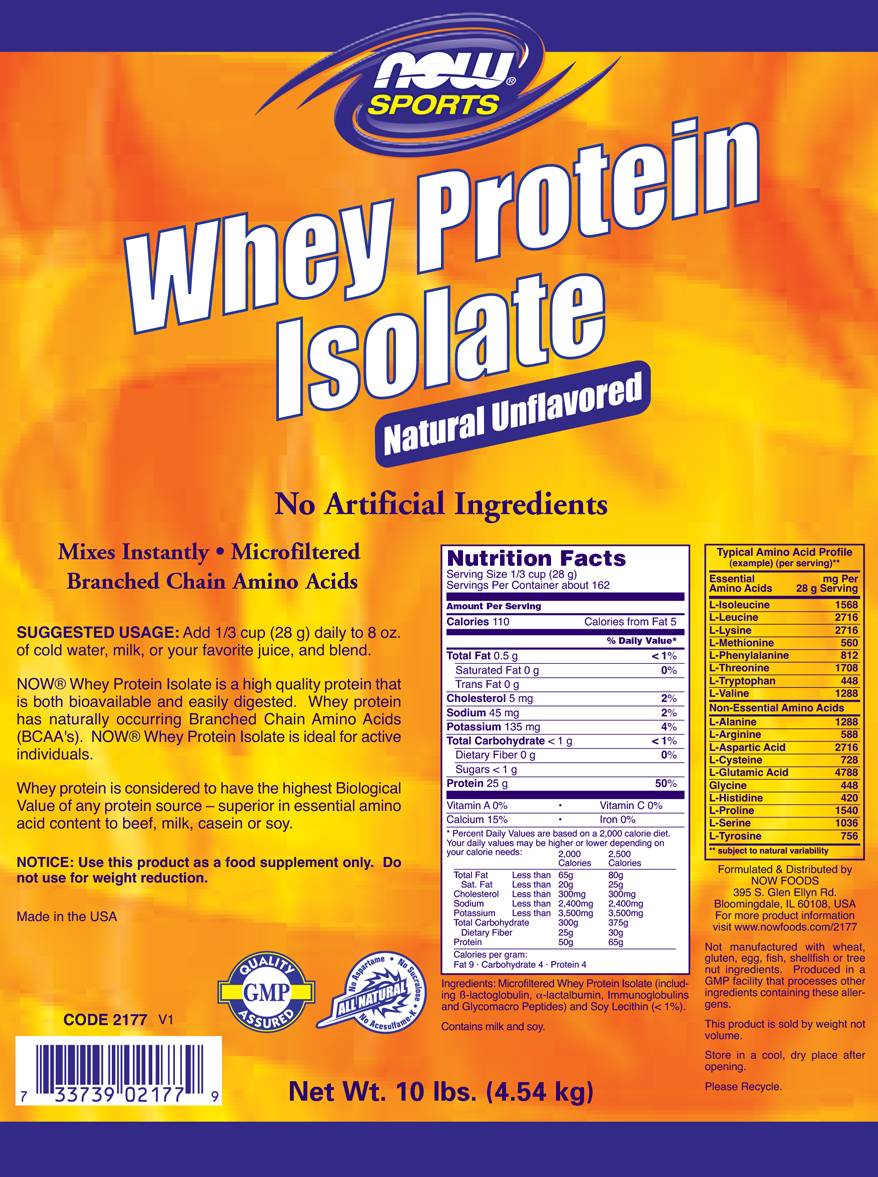 Proteine isolate del siero di latte /Non aromatizzate/ - 4536 grammi