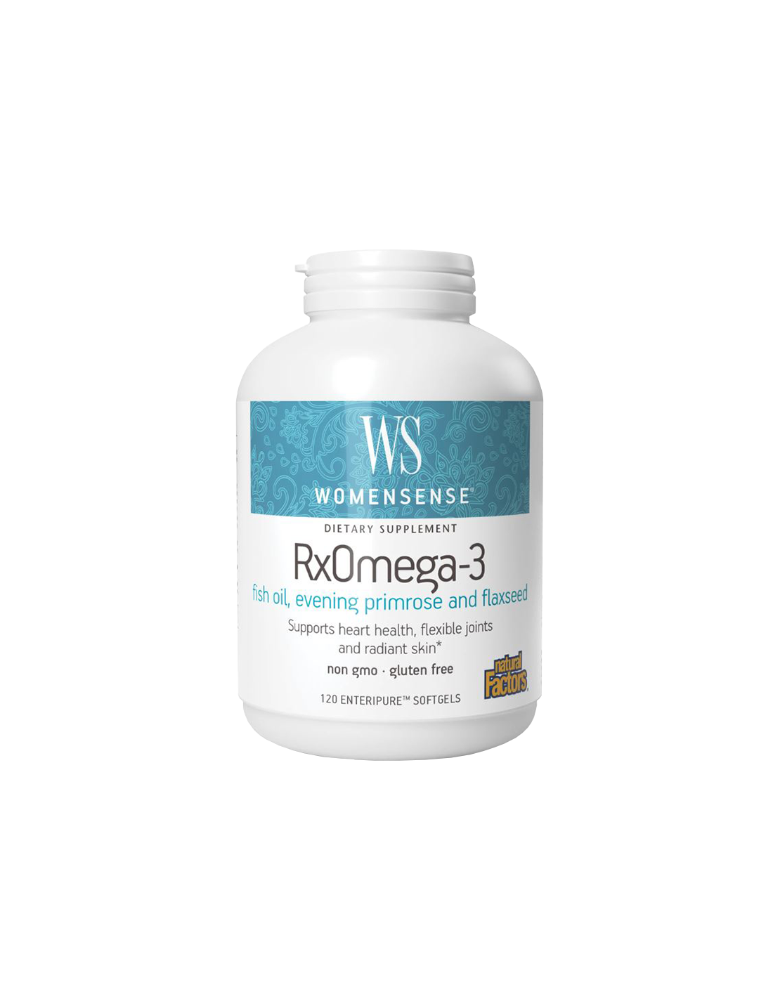 Olio di pesce, enotera & Flaxseed WomenSense Rx Omega-3 - Salute della donna, 120 capsule molli <tc>Natural Factors</tc>