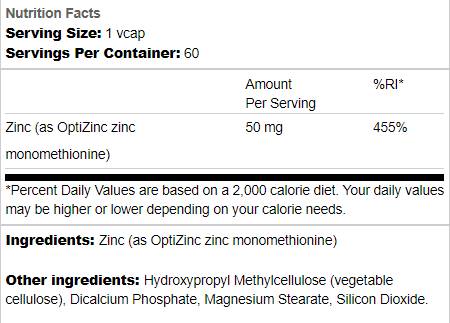 Zinco 50 mg | come OptiZinc - 60 capsule