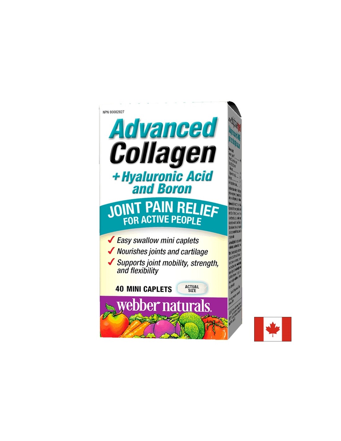 Collagene avanzato + acido ialuronico e boro/Collagene + acido ialuronico e boro x 40 mini capsule <tc>Webber Naturals</tc>