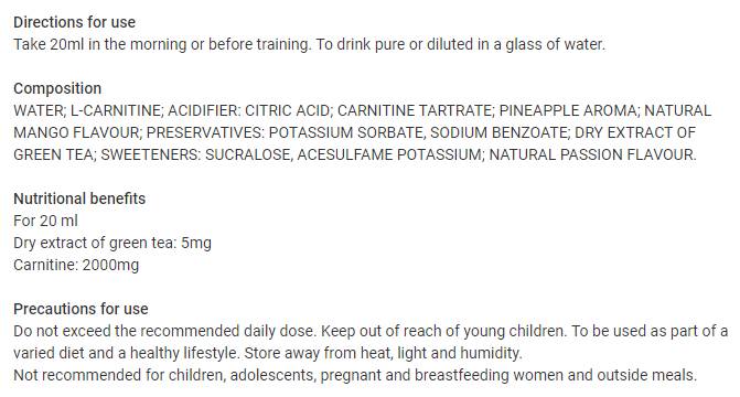 Liquido L -carnitina pro zero - 500 ml