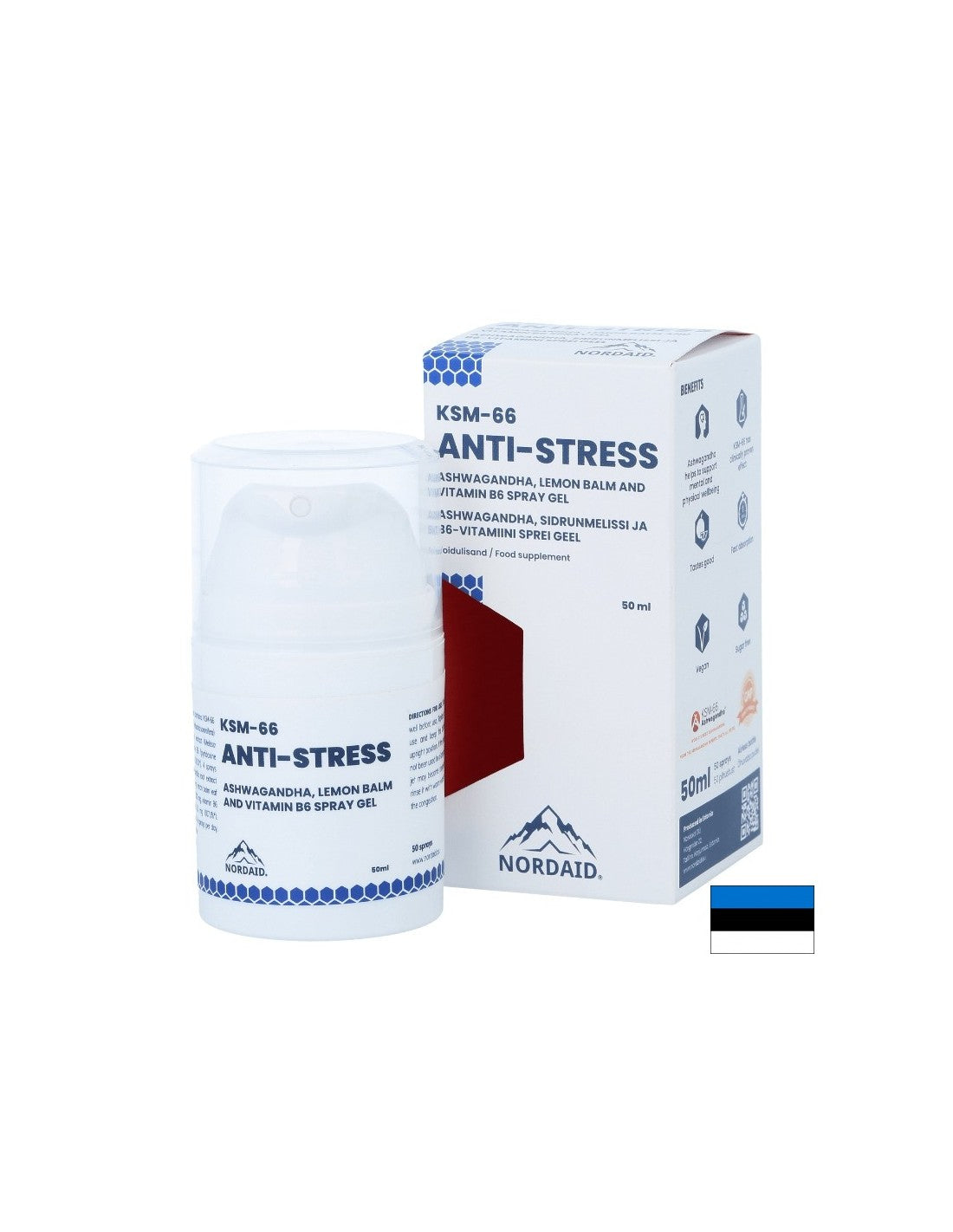 Ashwagandha KSM-66, balsamo di limone e vitamina B6-Per ansia, cattivo umore e affaticamento, gel spray per bocca, 50 ml