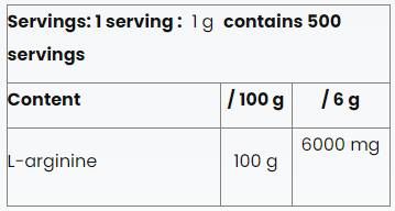 Polvere di l-arginina | Pure al 100% - 500 grammi