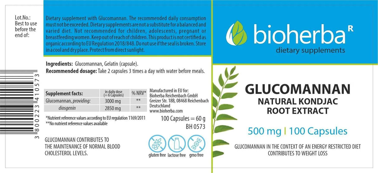 Glucomannan Natural Konjack Root Extract 560 mg - 100 capsule