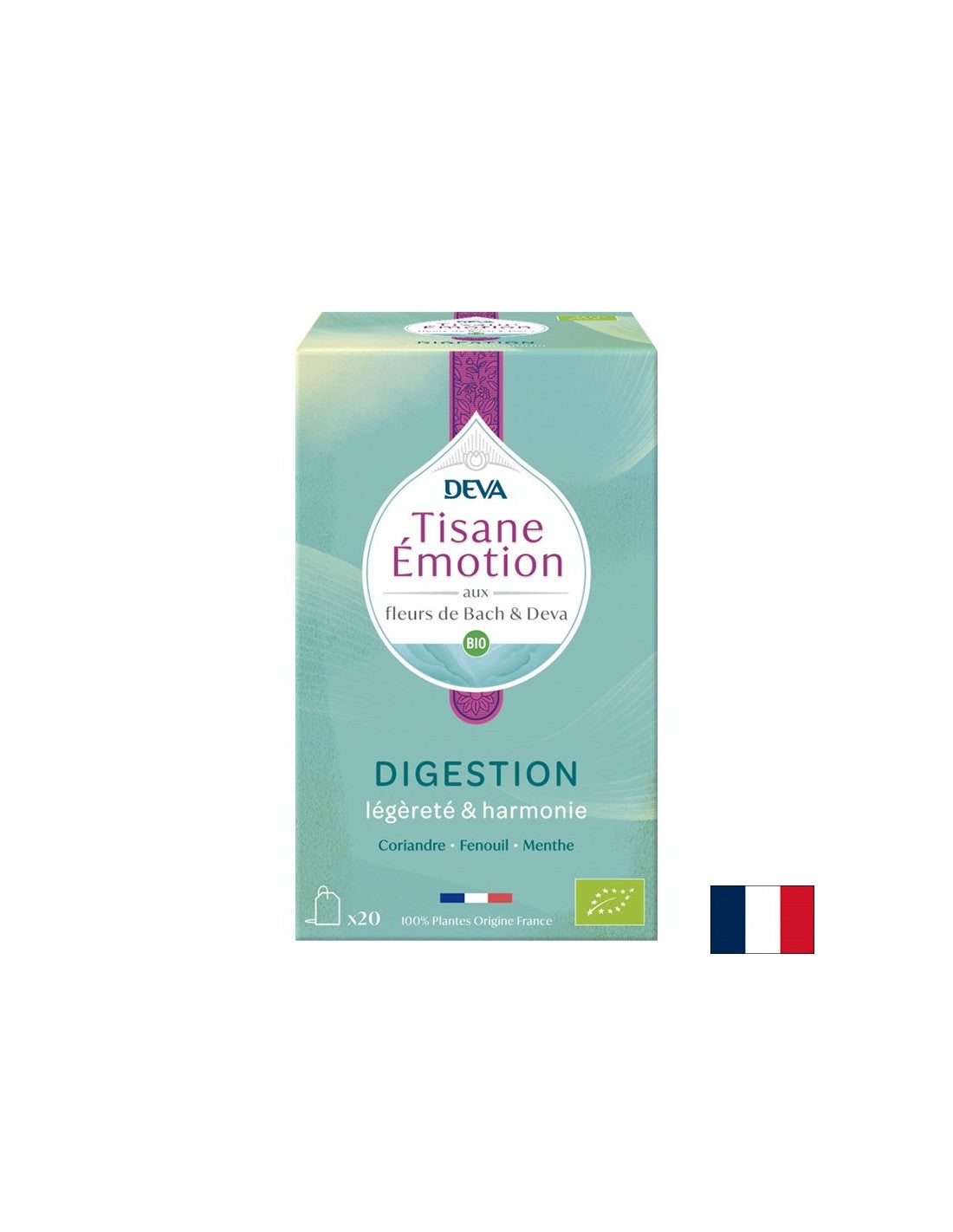 Tè alle erbe per una buona digestione (con elisir floreali secondo il metodo del Dr. Bach), 20 borse da filtro