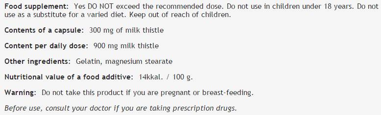 Milk Thistle 300 mg - 100 capsule