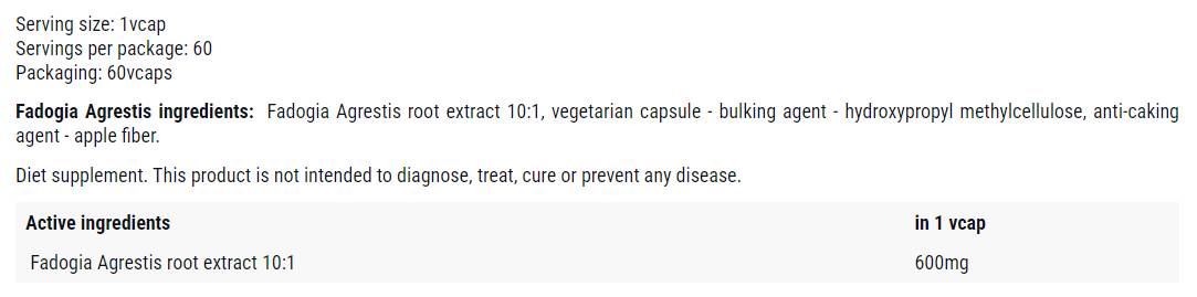 Fadogia agrastis 600 mg - 60 capsule