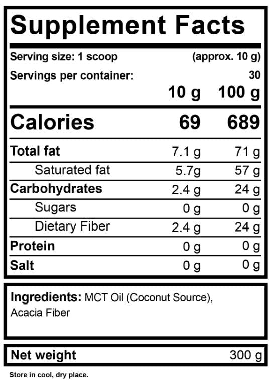 Olio MCT in polvere - 300 grammi