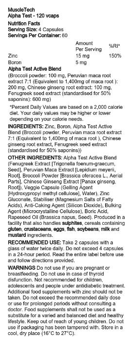 Alpha Test | Supporto testosterone - 120 capsule