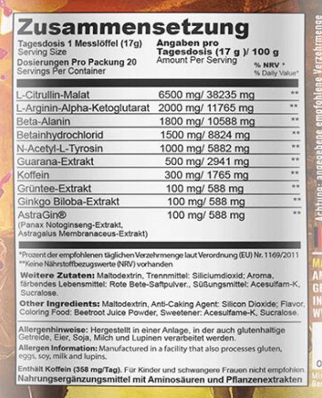 Radical Riot v3 hardcore pre -allenamento - 340 grammi