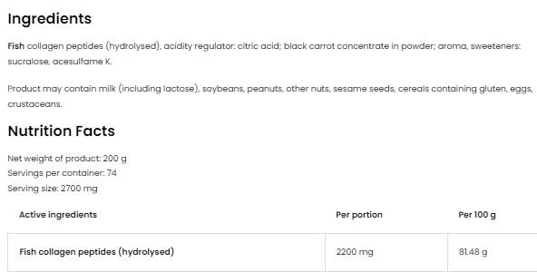 Collagene marino/crollo idrolizzato in polvere 200 grammi
