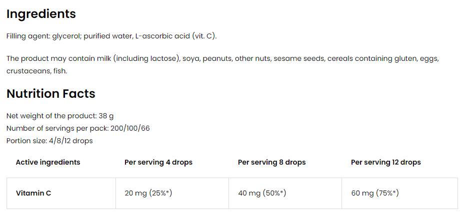 Gocce di vitamina C | per bambini 30 ml