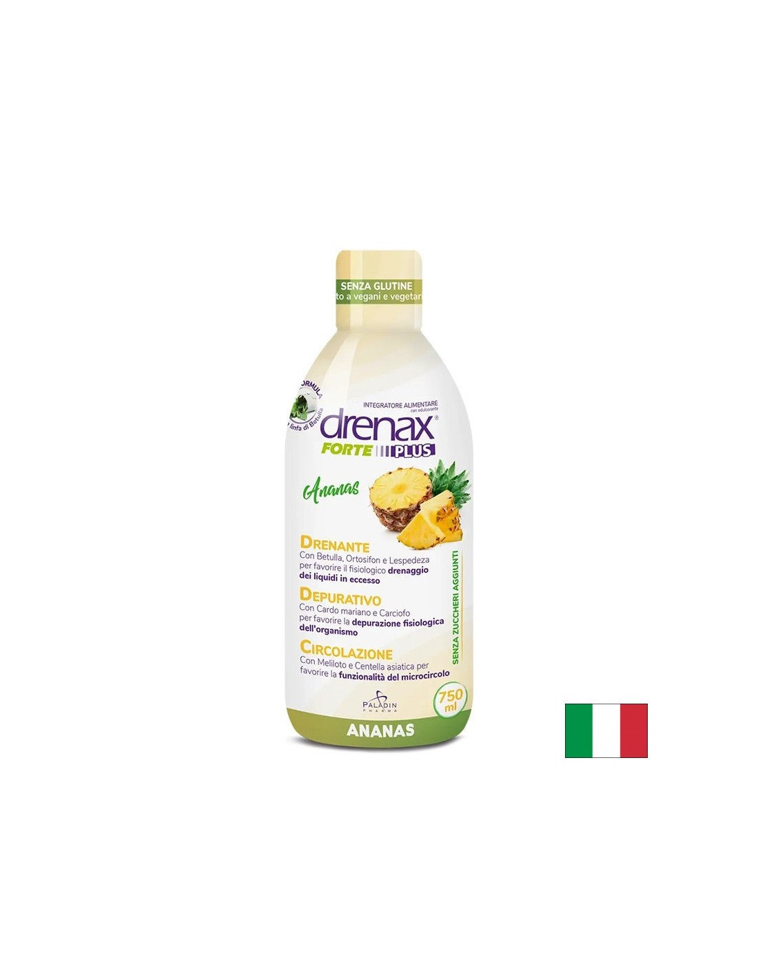 Formula di ritenzione anti -fluida con ananas - Drenax - Drenax® Forte Plus - Diuretico a base di erbe, 750 ml, 25 dosi