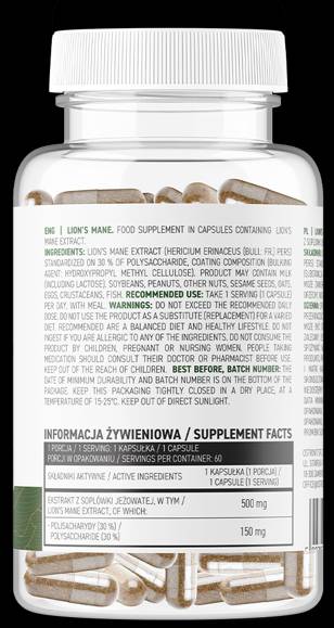 Leone's Mane 500 mg/Vege 60 Capsules