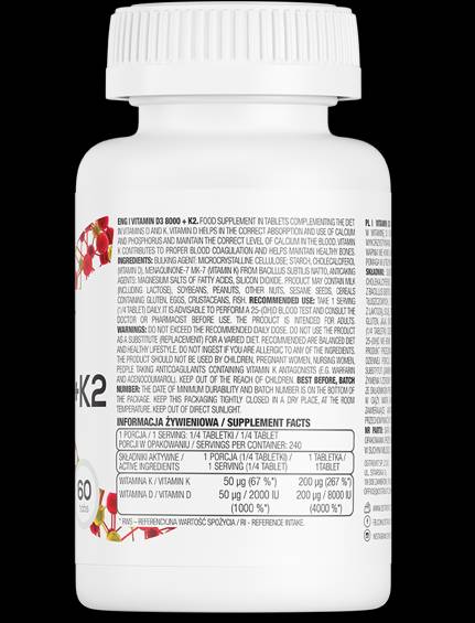 Vitamina D3 8000 + K2 200 mcg 60 compresse