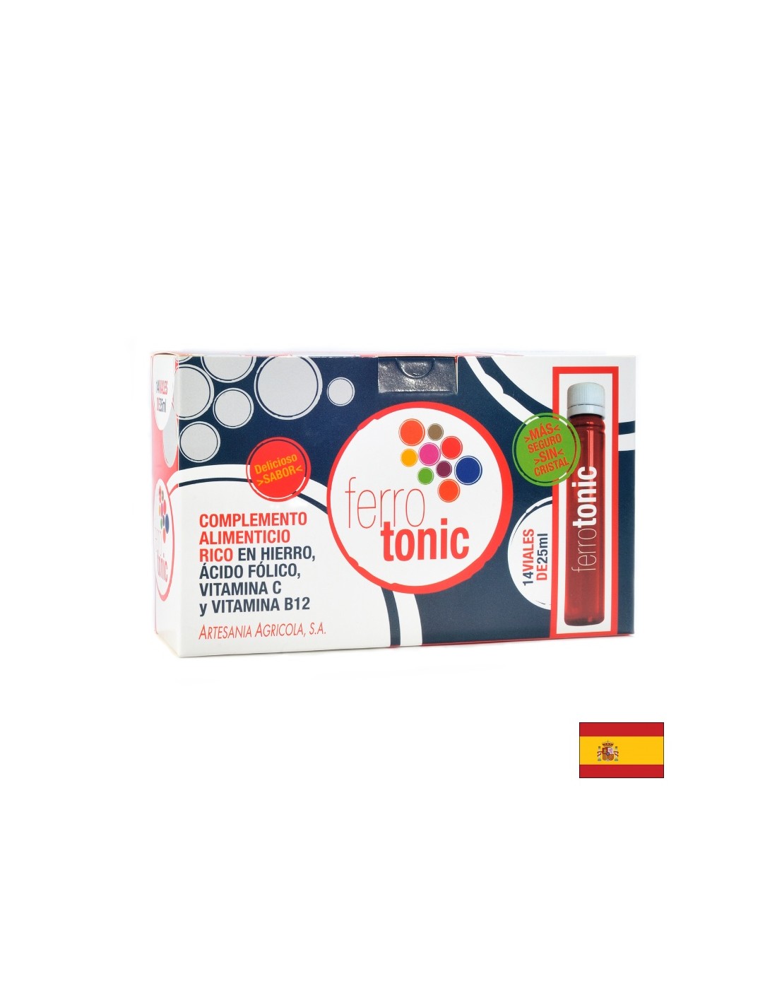Iron + Acido folico e vitamine B12 e C - Tonico Ferro - Tonico del sangue, protezione contro l'anemia e affaticamento, 14 ampoule x 25 ml