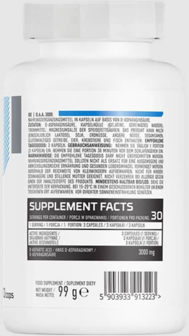 DAA 3000 | Tappi di acido d-aspartico 90 capsule