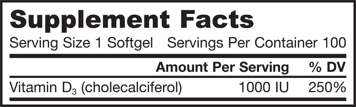 Vitamina D3 1000 UI - 100 capsule gel