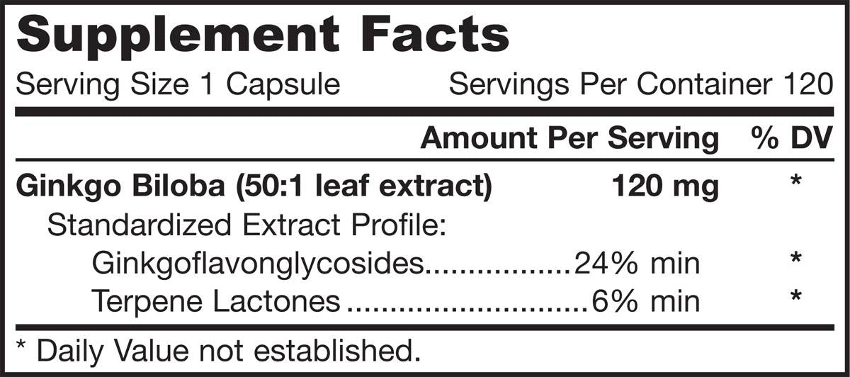 Ginkgo Biloba 120 mg 120 Capsule