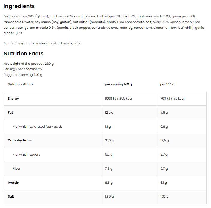 Piatto di verdure con couscous perla e ceci | Pasto pronto da mangiare 280 grammi