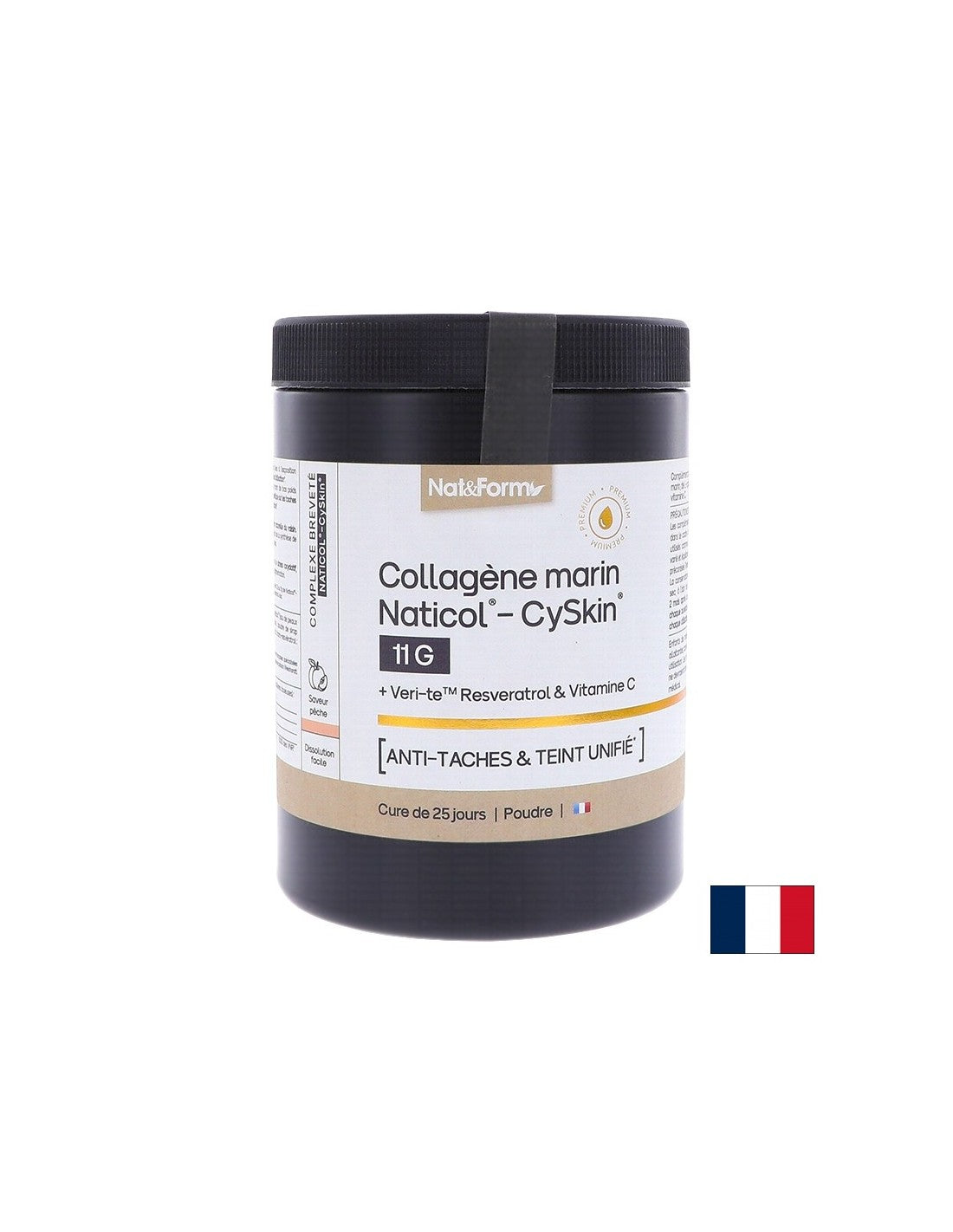 Collagene marino idrolizzato Naticol®-Cyskin® + L-cisteina, trans-resveratrolo e vitamina C, 365 g di polvere