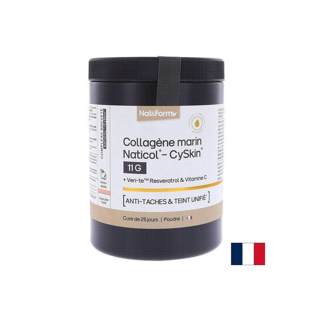 Collagene marino idrolizzato Naticol®-Cyskin® + L-cisteina, trans-resveratrolo e vitamina C, 365 g di polvere