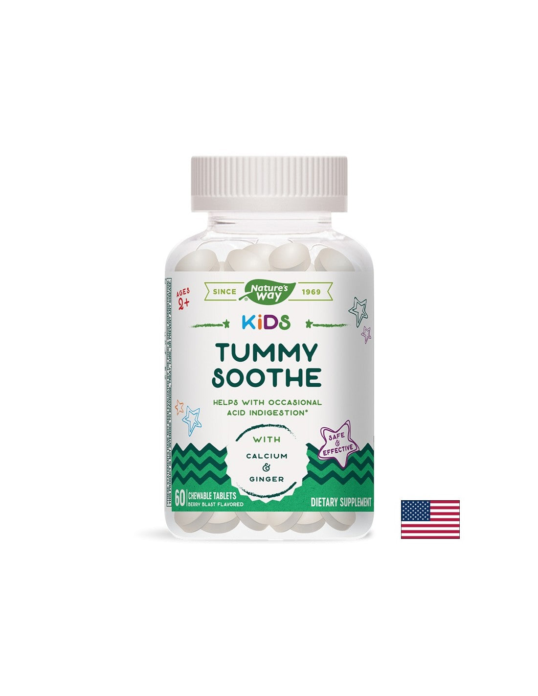 Tamma dei bambini Soothe /con zenzero e calcio /, 60 tavolette masticabili Nature's Way